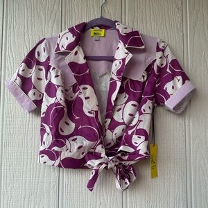 Unique Vintage X Smiley Yin Yang Wrap Crop Top